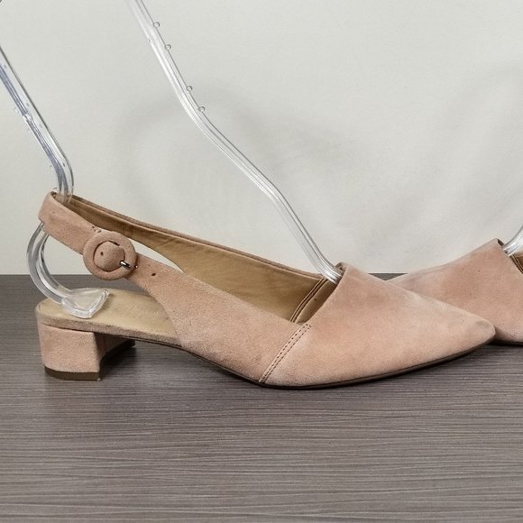 Franco Sarto Vellez Slingback Pumps, Light Peach Suede, Womens Various Sizes - Picture 7 of 14